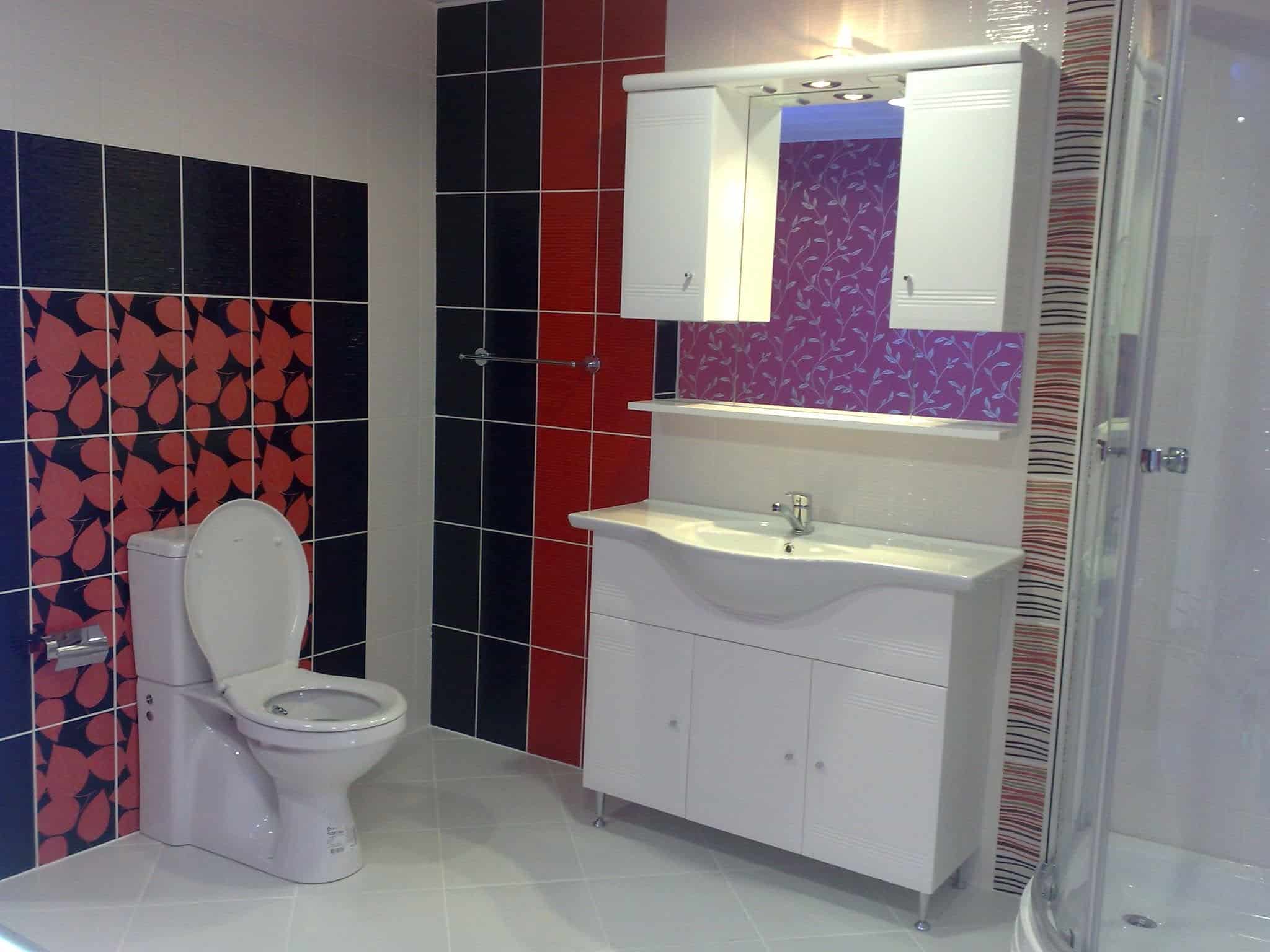 Mor banyo dolabi ve klozet | Alanya Su Tesisatçısı | Antalya Su Tesisat
